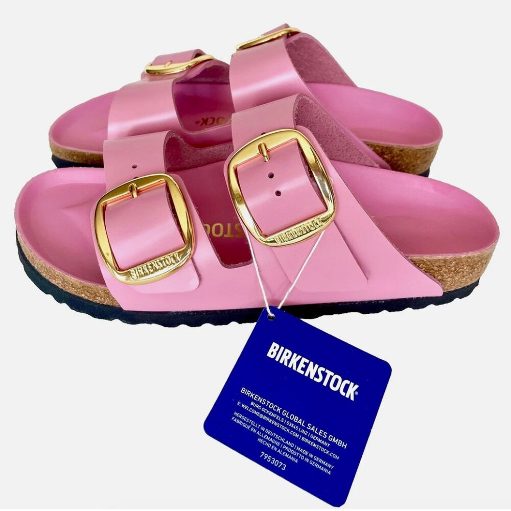 NEW! BIRKENSTOCKS ARIZONA BIG BUCKLE FONDANT PINK LEATHER SANDALS WOMENS 37 6 N - Picture 10 of 13